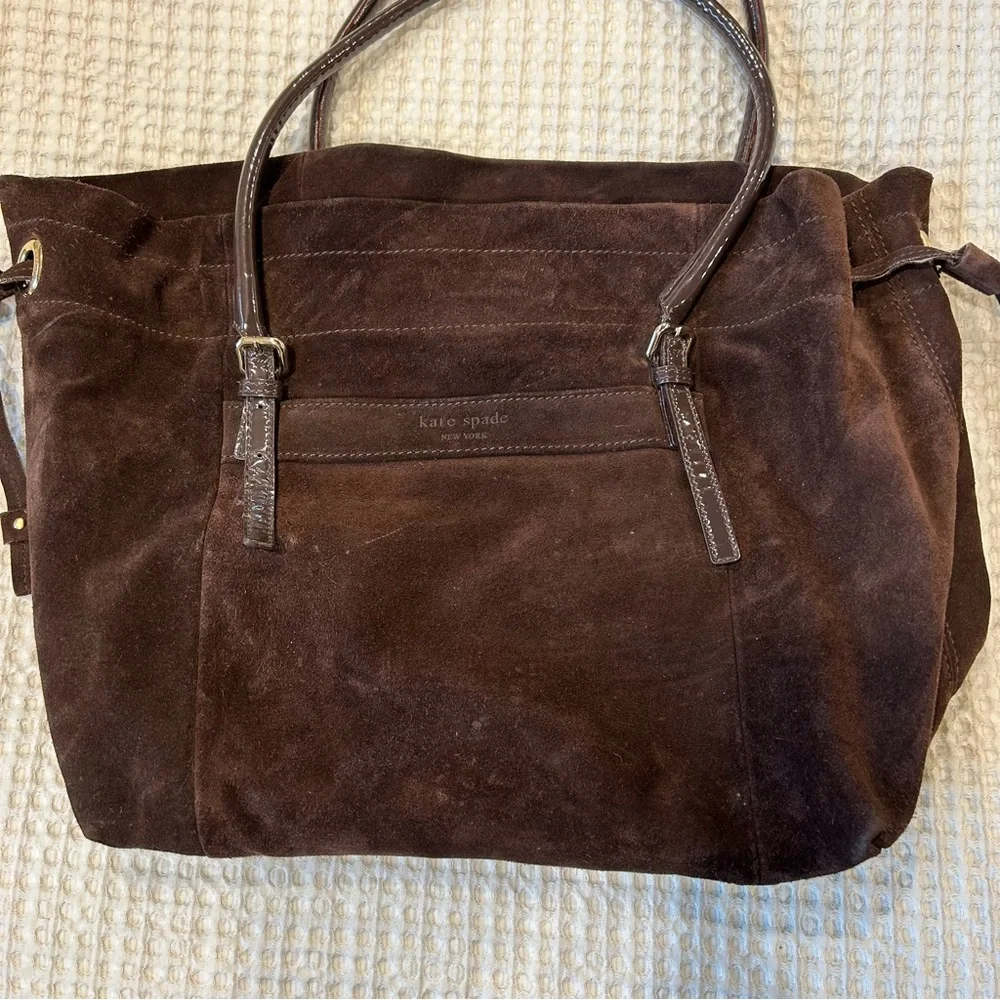 VTG Kate Spade Genuine Suede Chocolate Brown Handbag - Picture 2 of 7